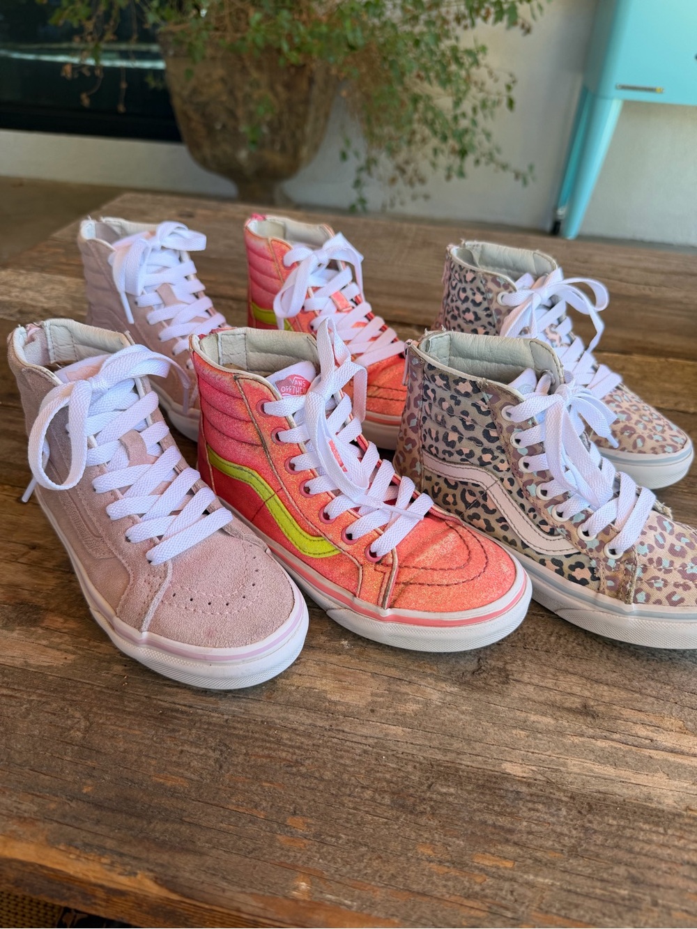 3 pair of girls high top Vans size 13